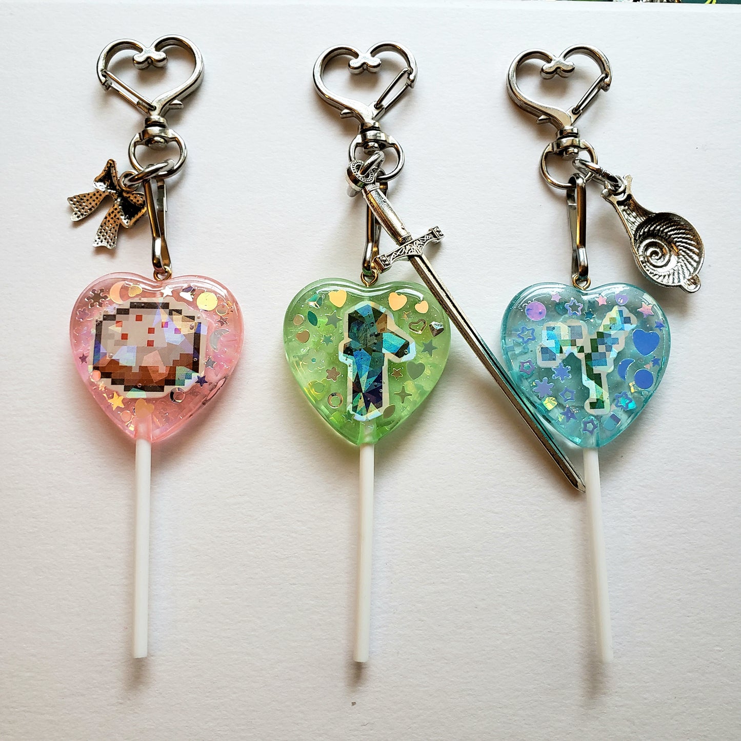 Minecraft Heart Popsicle Keychains (Not sold as a set)