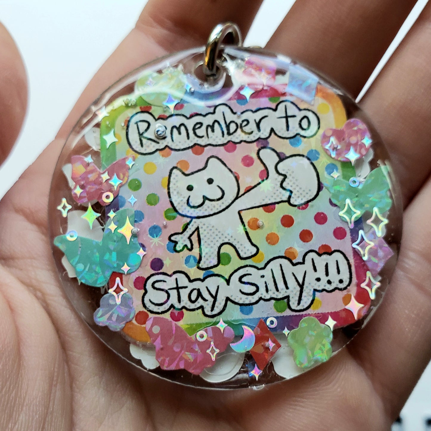 Stay Silly Rainbow Handmade Keychain