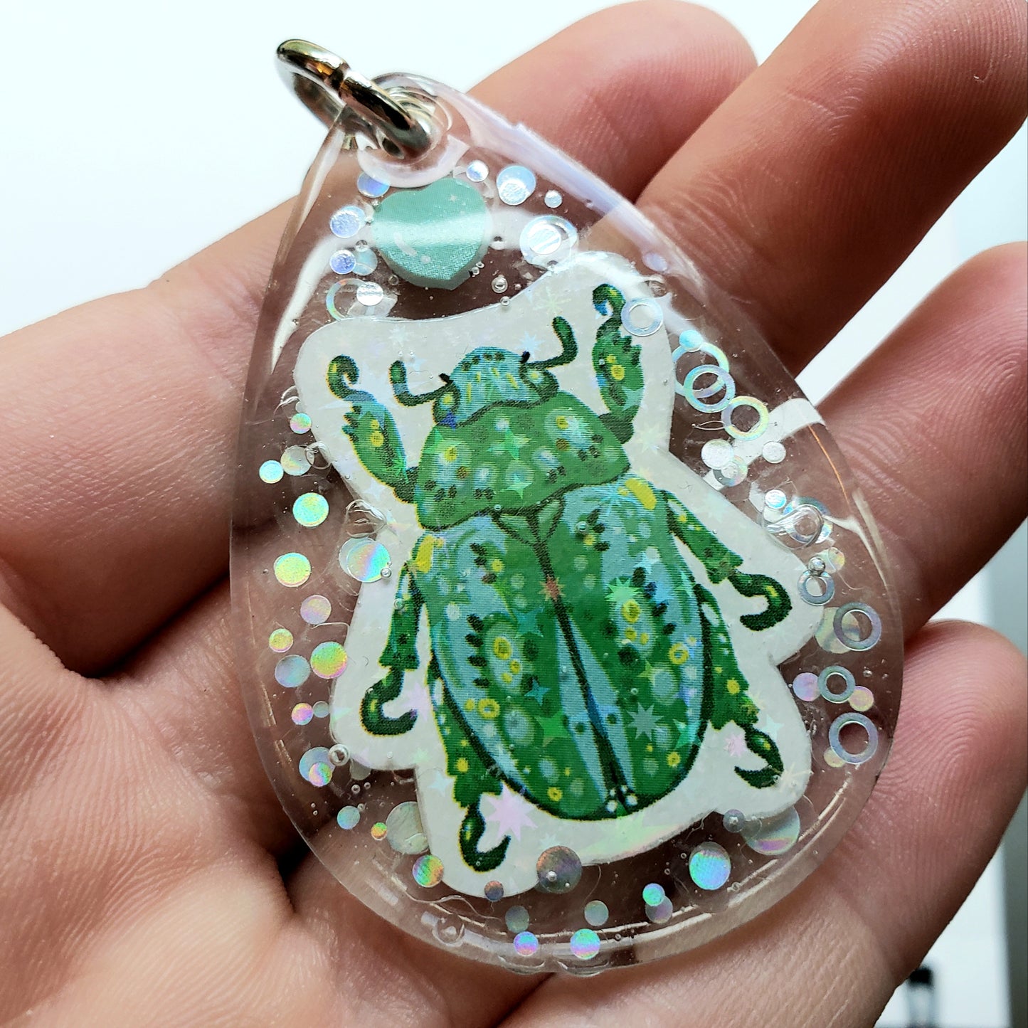 Green Beetle Handmade Keychain
