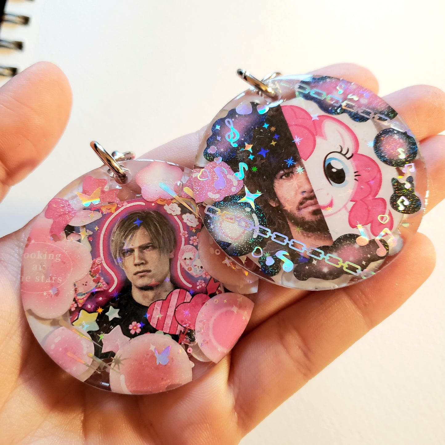 Resident Evil Pink & Black Keychains (Not a set)