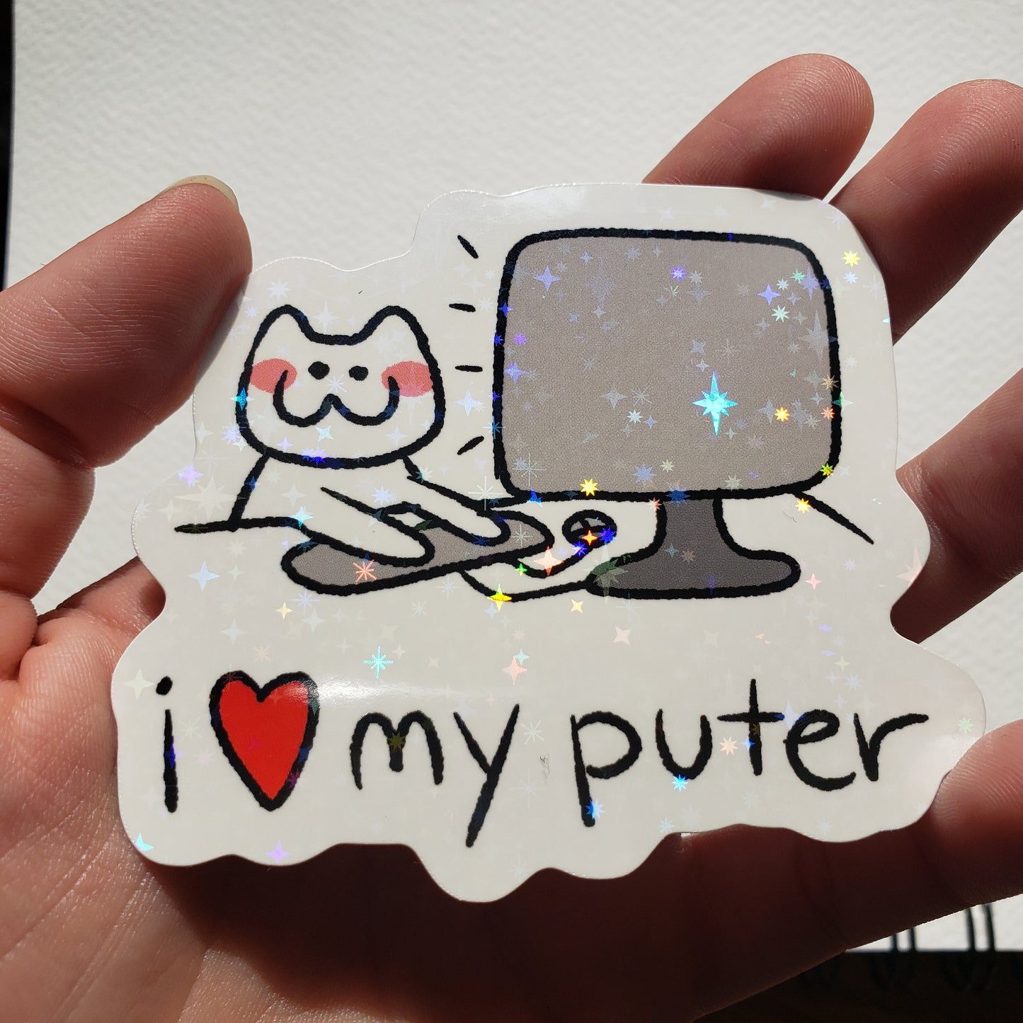 I Love My Puter Sparkly Sticker