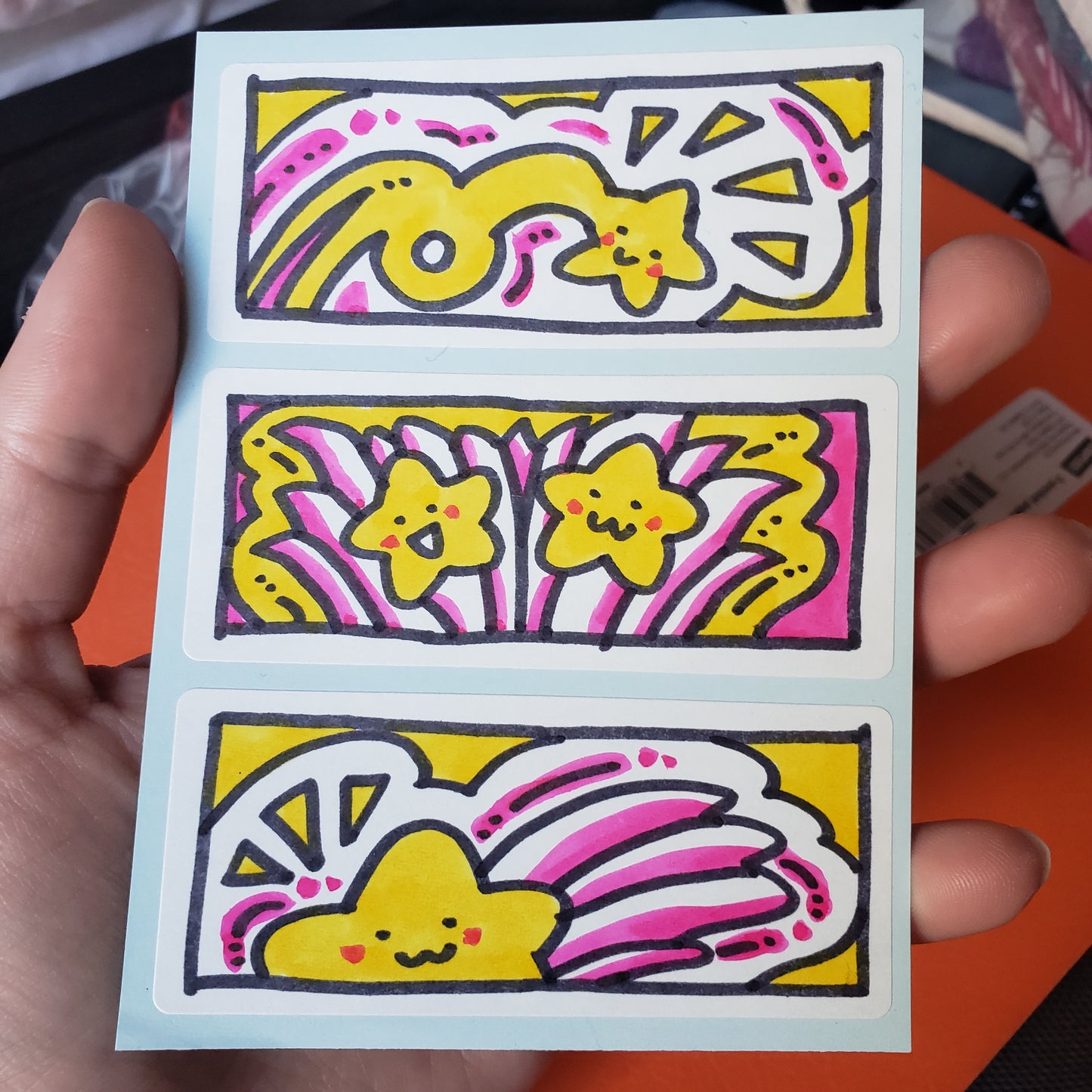Yellow and Pink Doodles Sticker Sheet