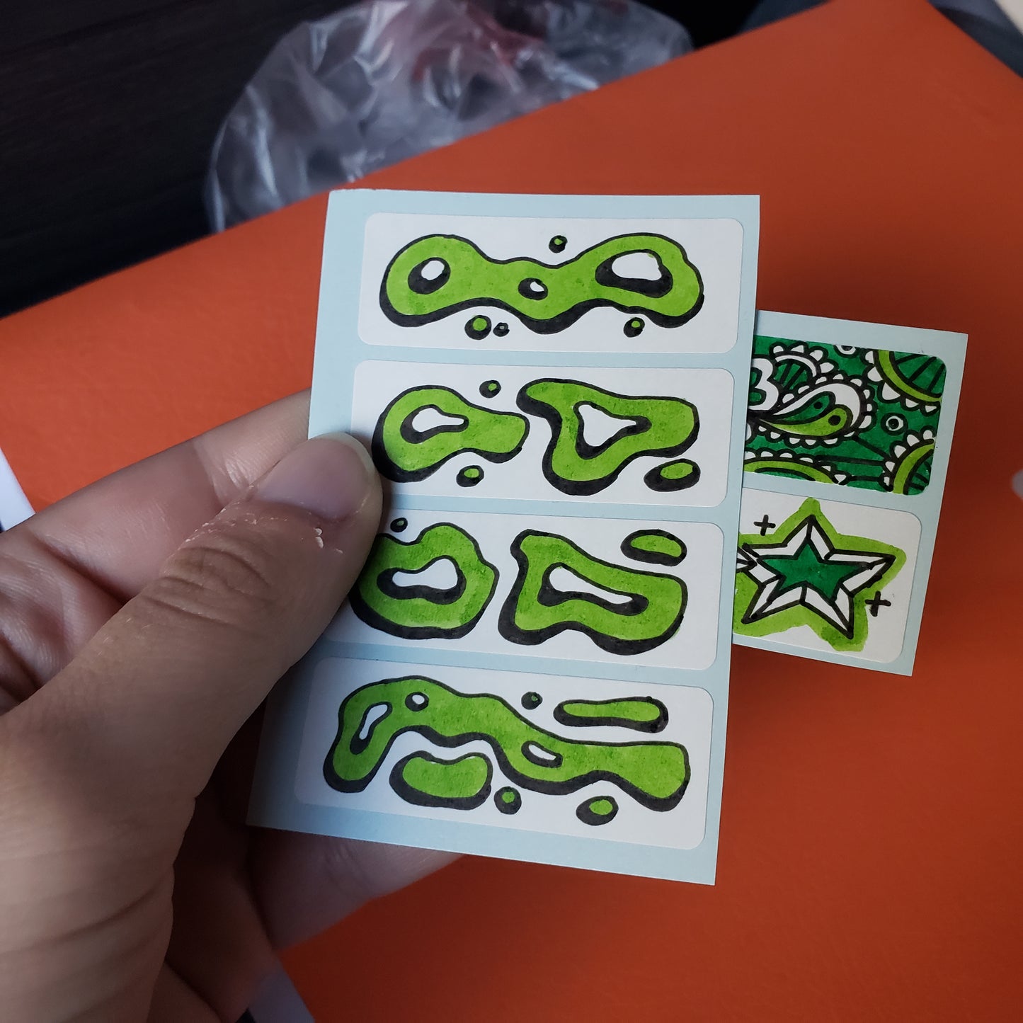 Green Doodles Sticker Set