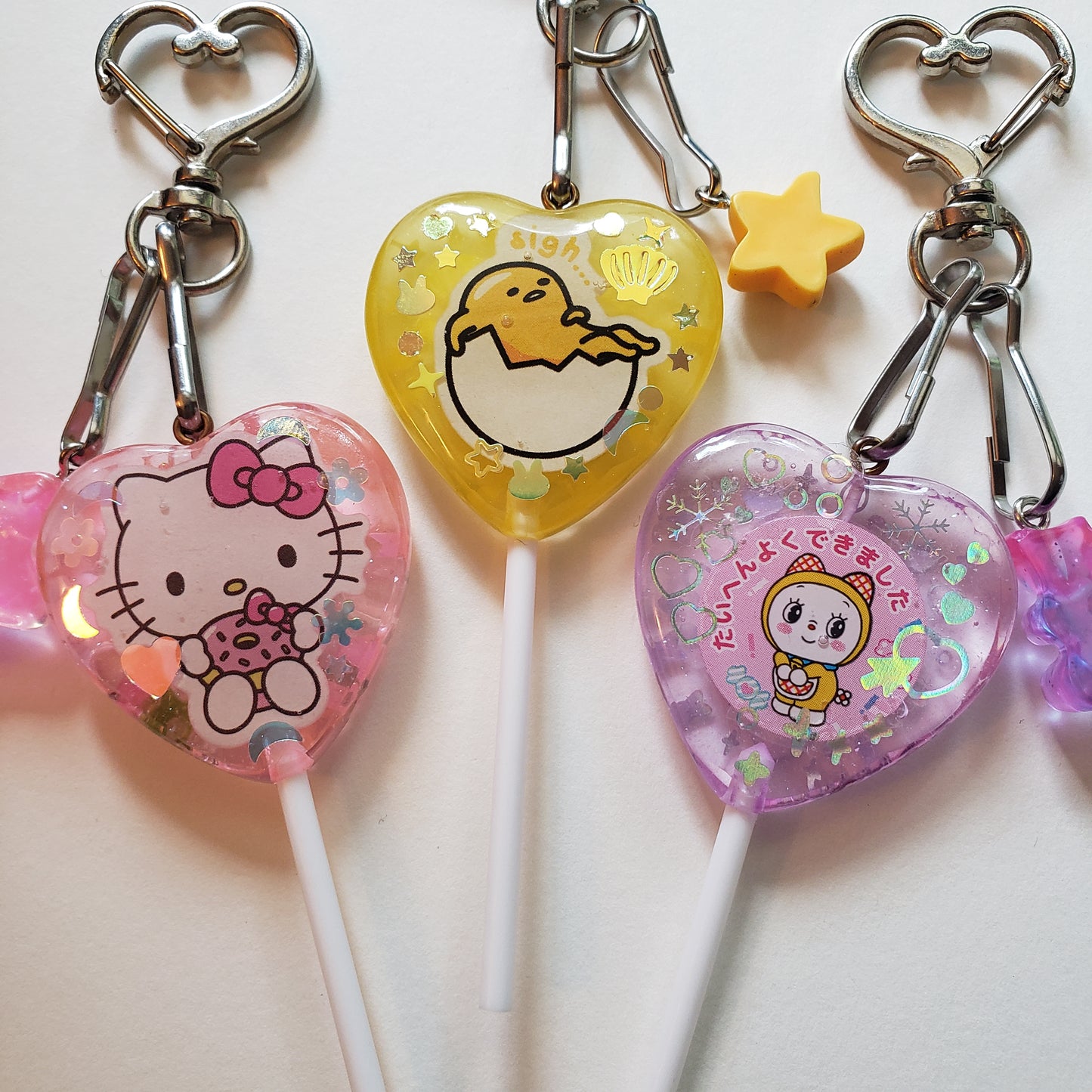 Hello Kitty, Gudetama, & Doraemon Handmade Keychains