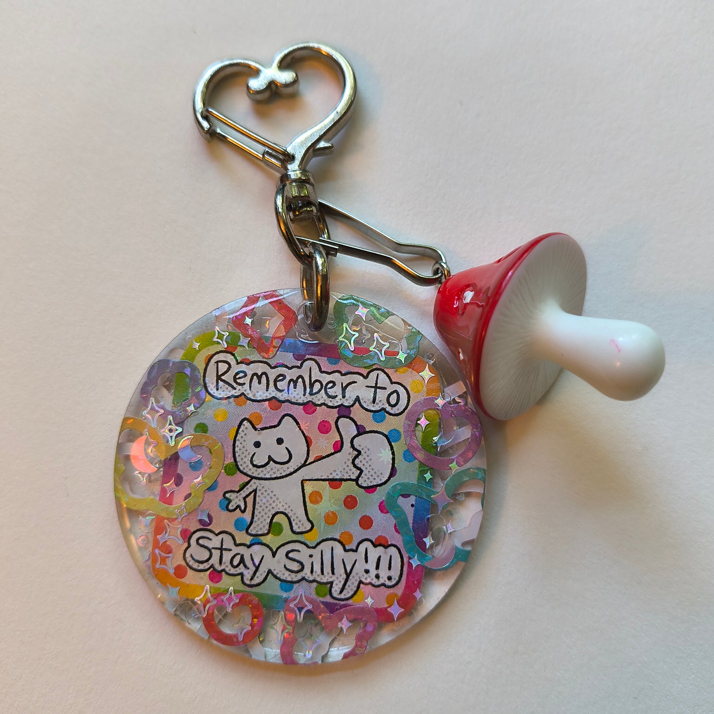 Remember To Stay Silly Handmade Keychain (Large Mushroom)