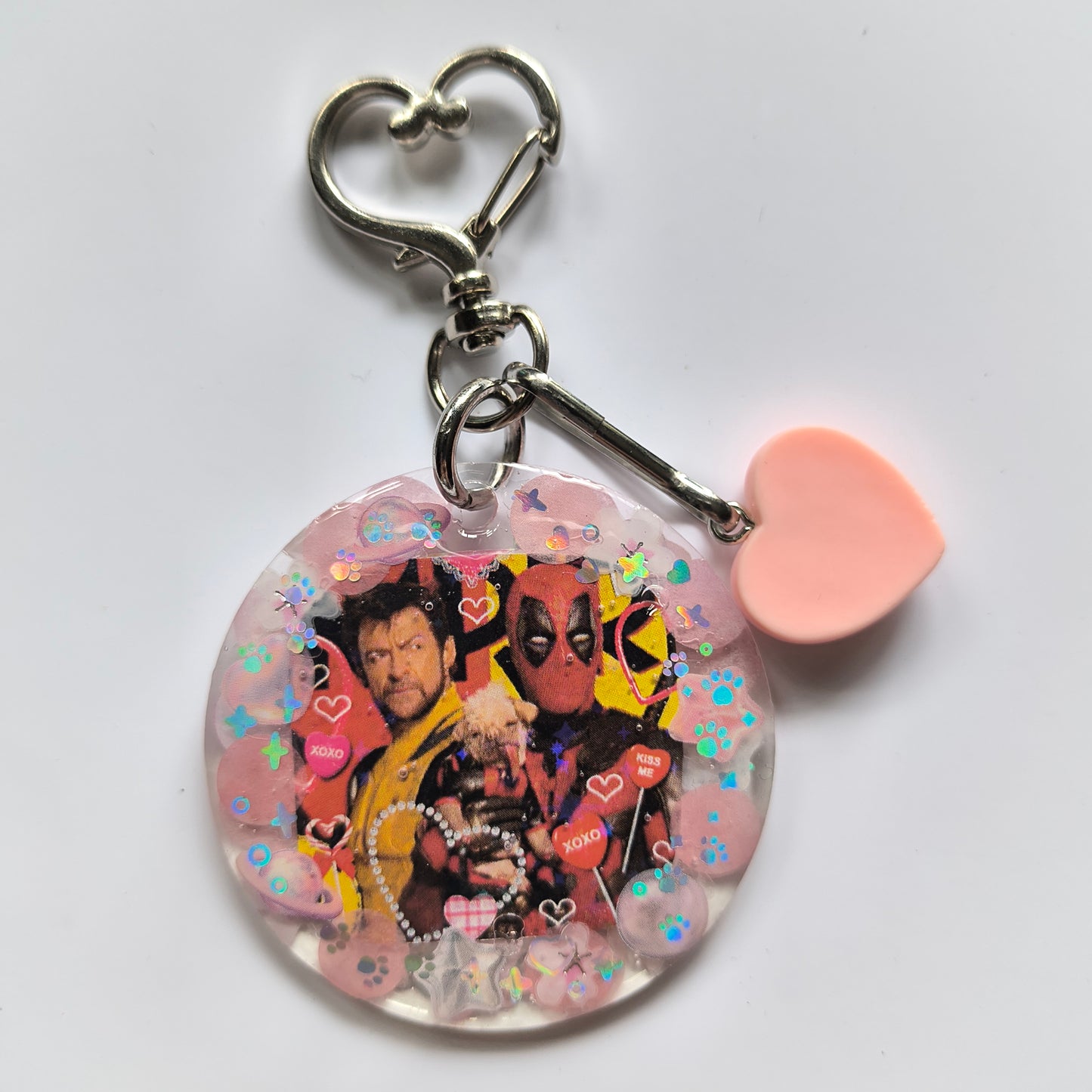 Deadpool & Wolverine Handmade Keychain (Heart Charm)