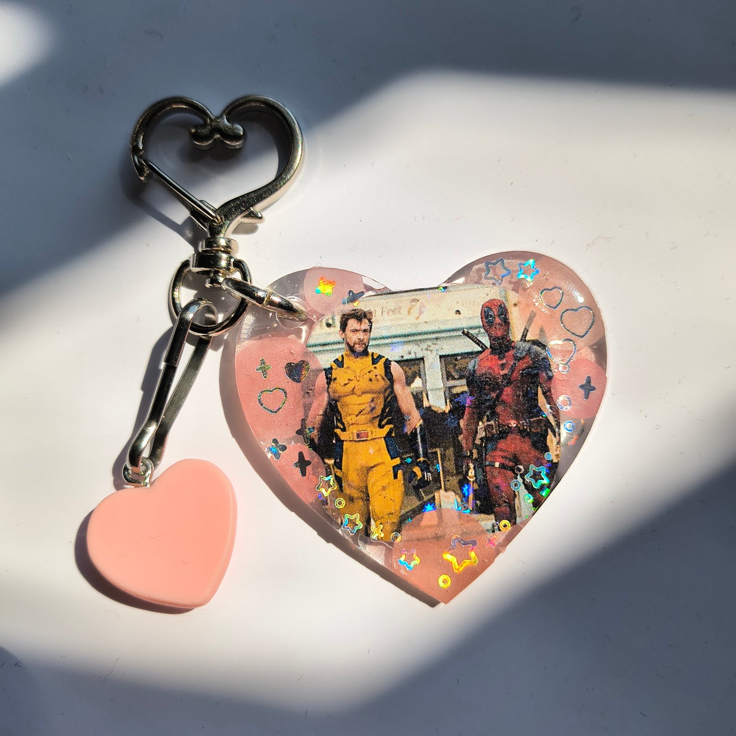 Deadpool + Wolverine Handmade Keychain (Pink Heart)