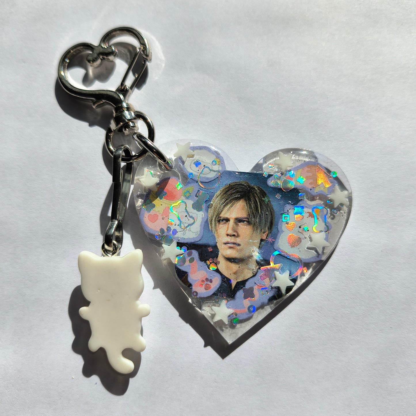Leon Kennedy Handmade Keychain (Cat Charm)