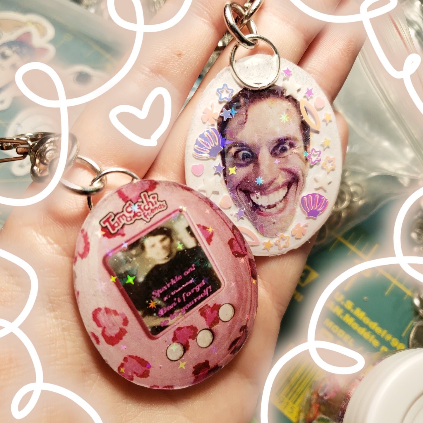 Jerma Double-sided Tamagotchi Keychain