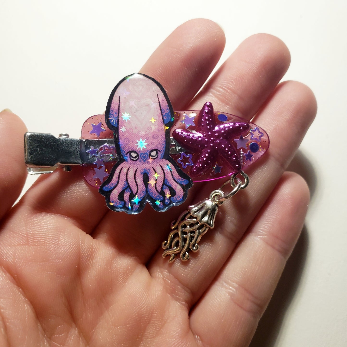 Purple Squid Hairclip