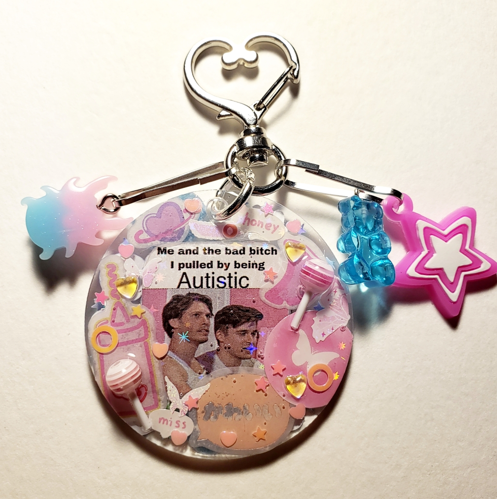 Jerma Pink/Blue Triple Charm Keychain