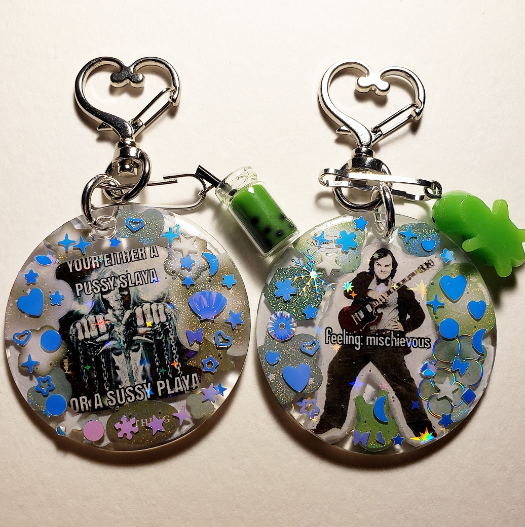 Green Silly Keychains (sussy player and Jack Black) (NOT A SET!)