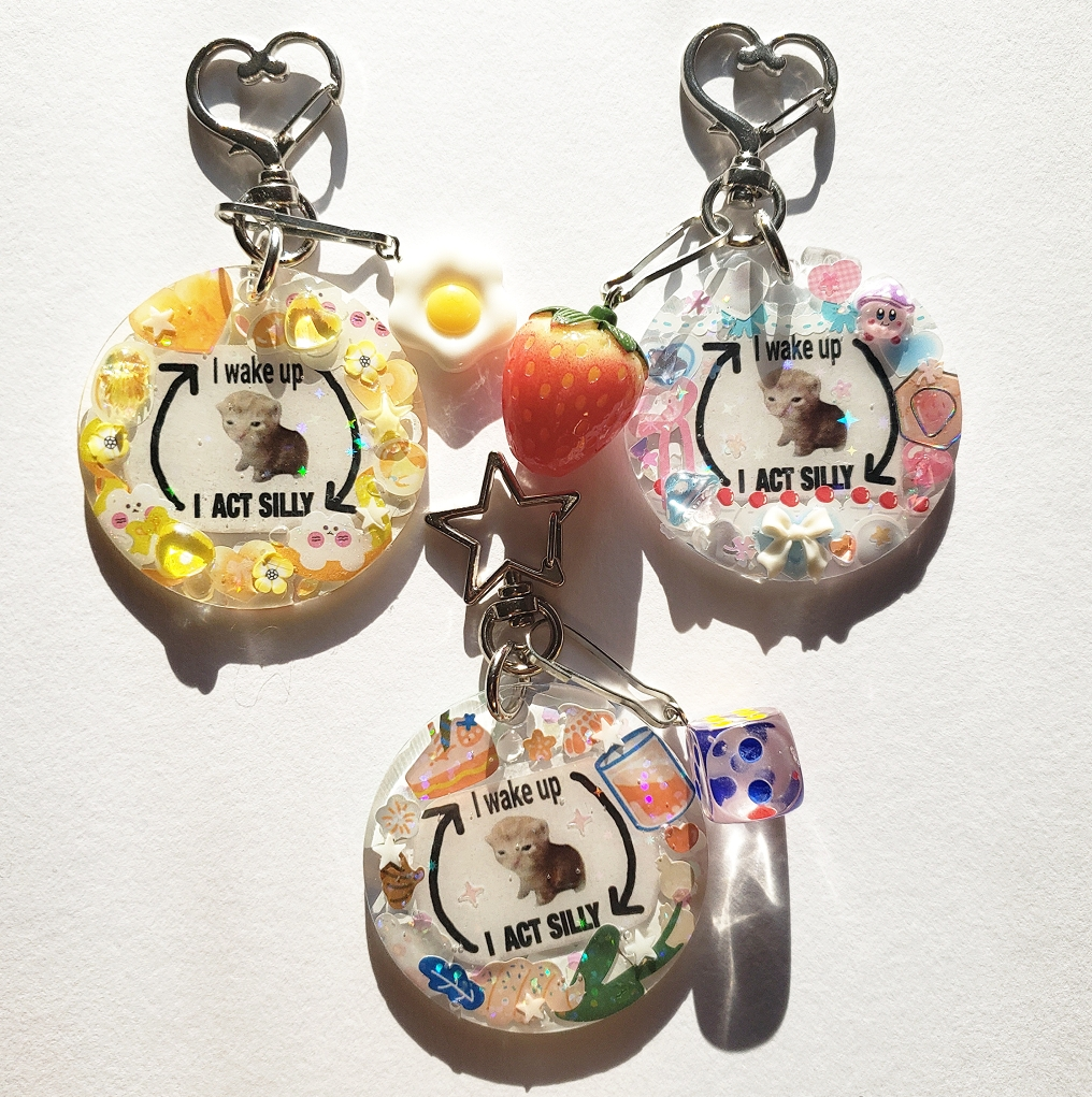 I wake up I act silly Keychains