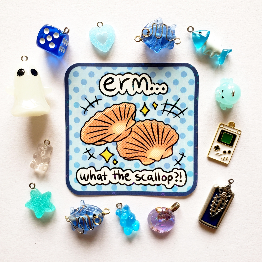 Erm... What The Scallop?! Sparkly Sticker