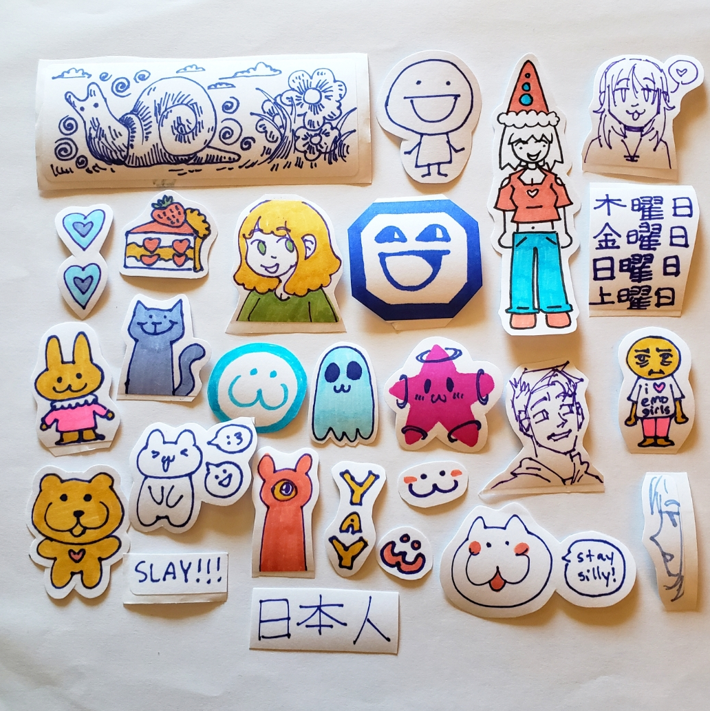 Mini Hand-drawn Paper Stickers