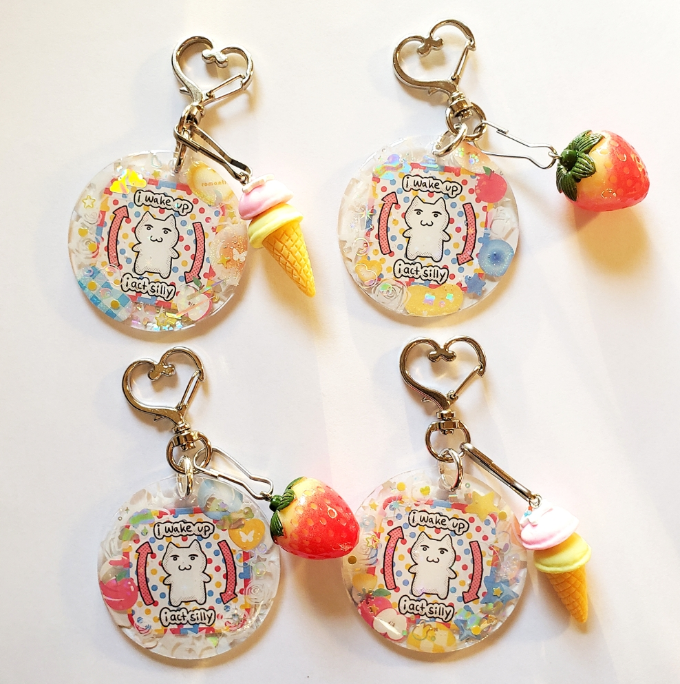 I wake up I act silly keychain