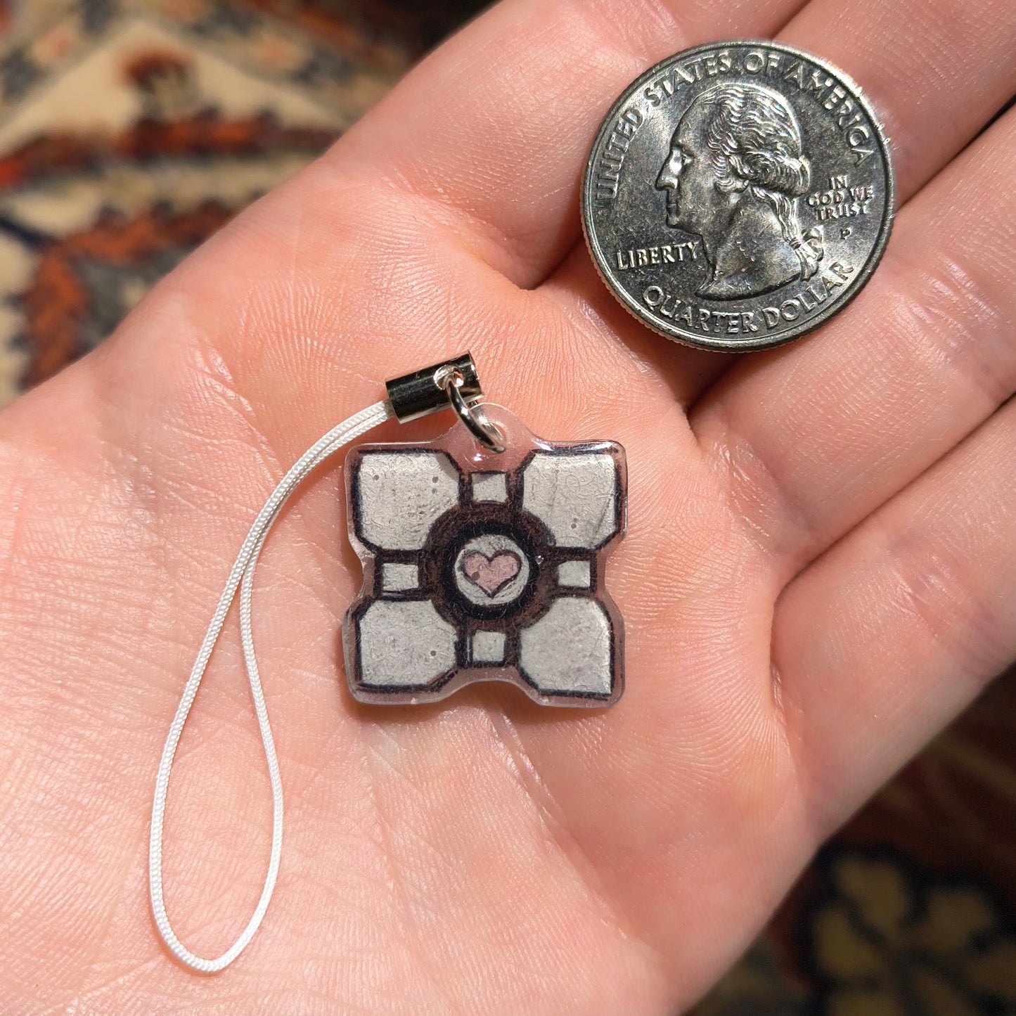 Portal Companion Cube Handmade Phone Charm