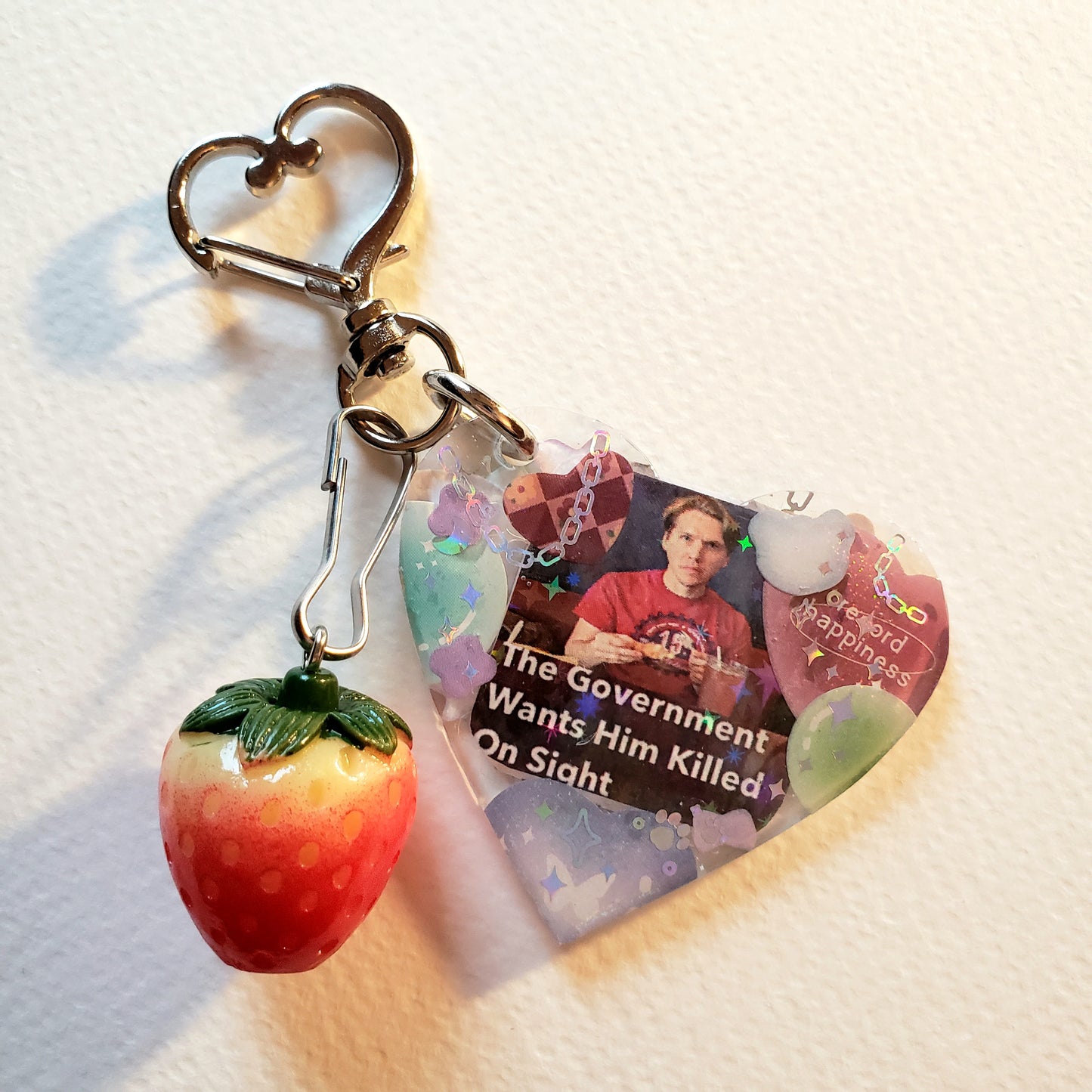 Jerma Stare Keychain (Strawberry Charm)