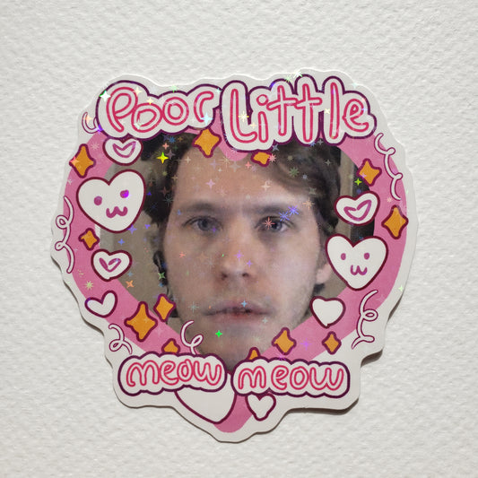 Jerma Poor Little Meow Meow Sparkly Sticker
