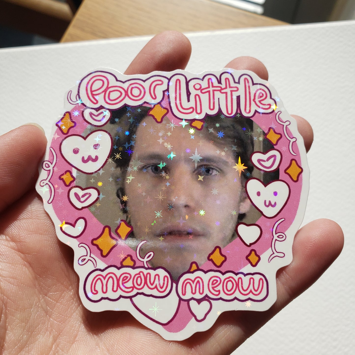 Jerma Poor Little Meow Meow Sparkly Sticker