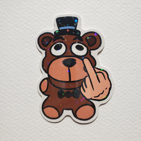Freddy Middle Finger Sparkly Sticker