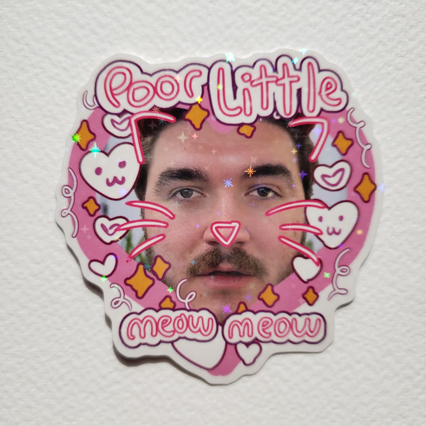 Jschlatt Poor Little Meow Meow Sparkly Sticker