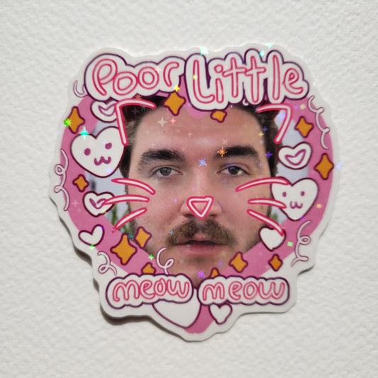 Jschlatt Poor Little Meow Meow Sparkly Sticker