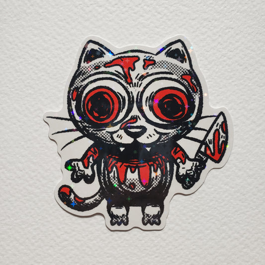 Evil Cat Sparkly Sticker