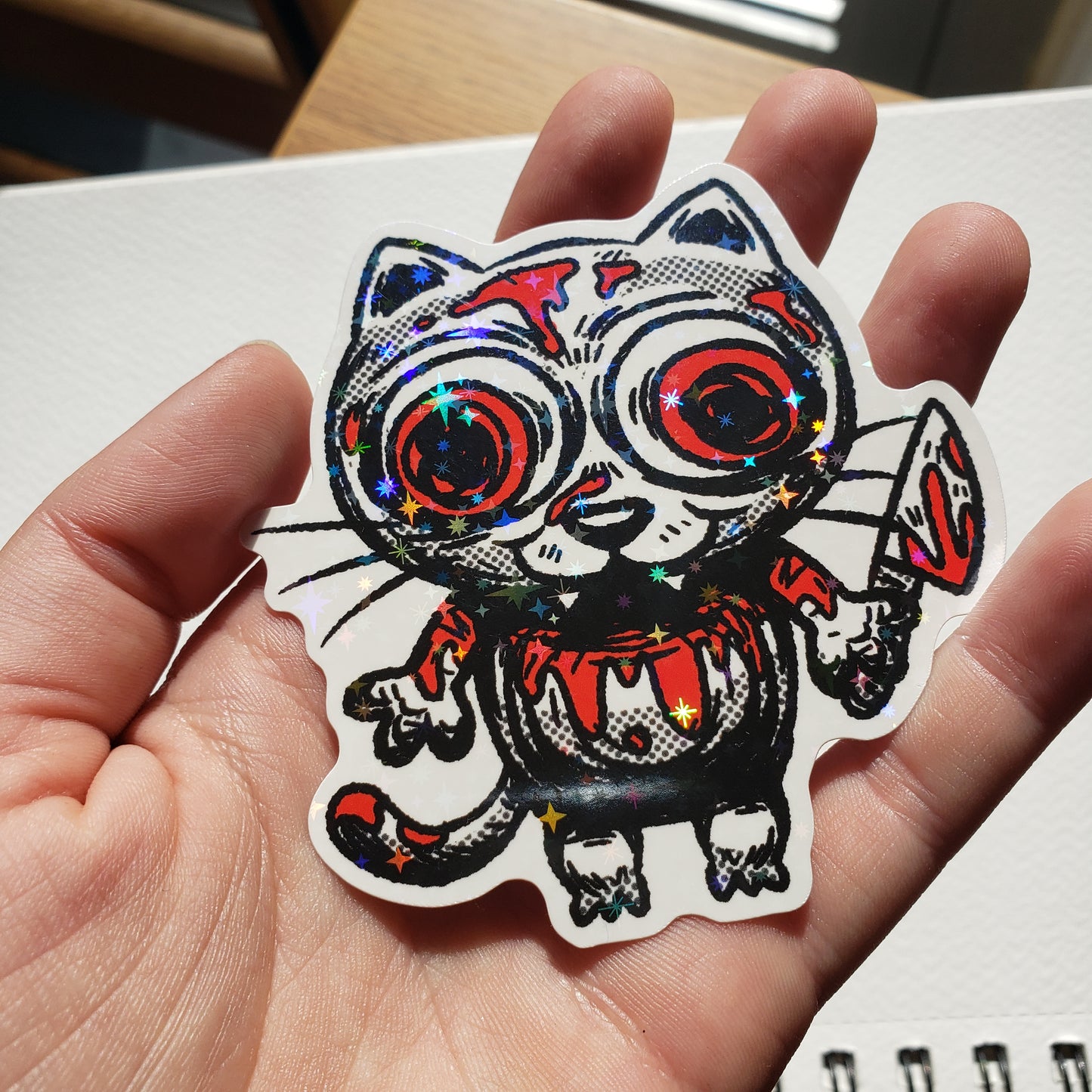 Evil Cat Sparkly Sticker