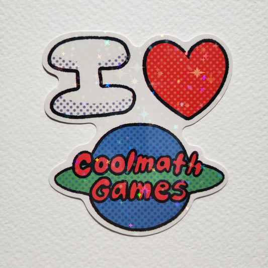 I Love Cool Math Games Sparkly Sticker