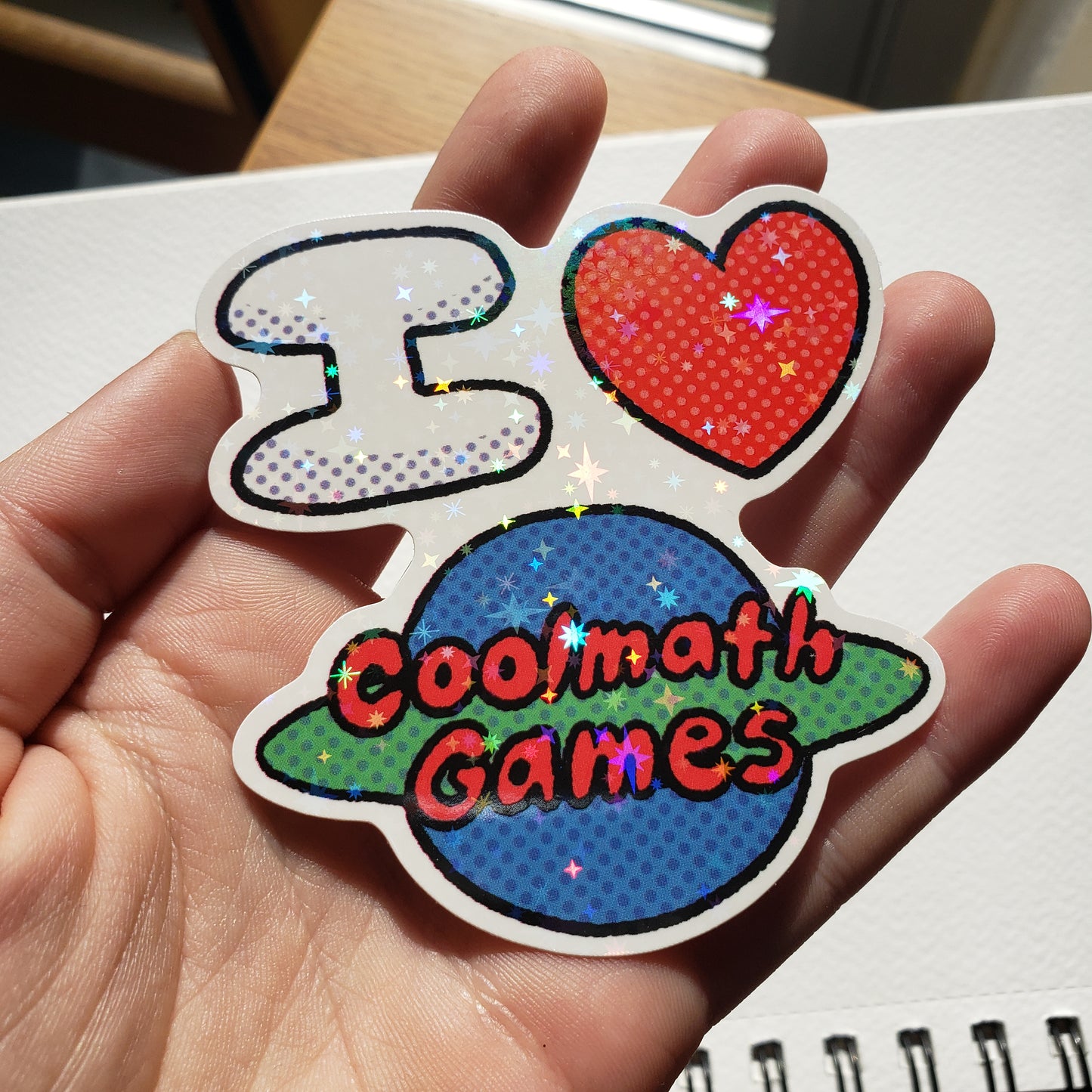 I Love Cool Math Games Sparkly Sticker