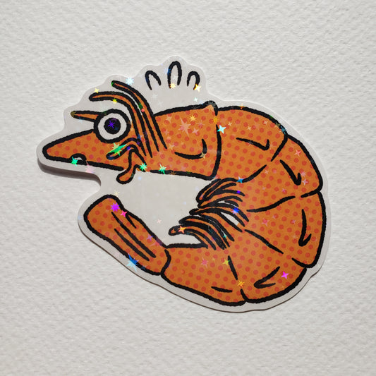 Shrimp Sparkly Sticker
