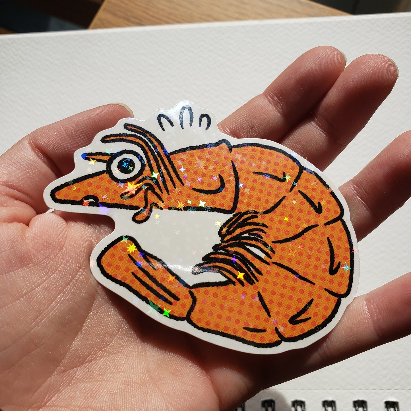 Shrimp Sparkly Sticker