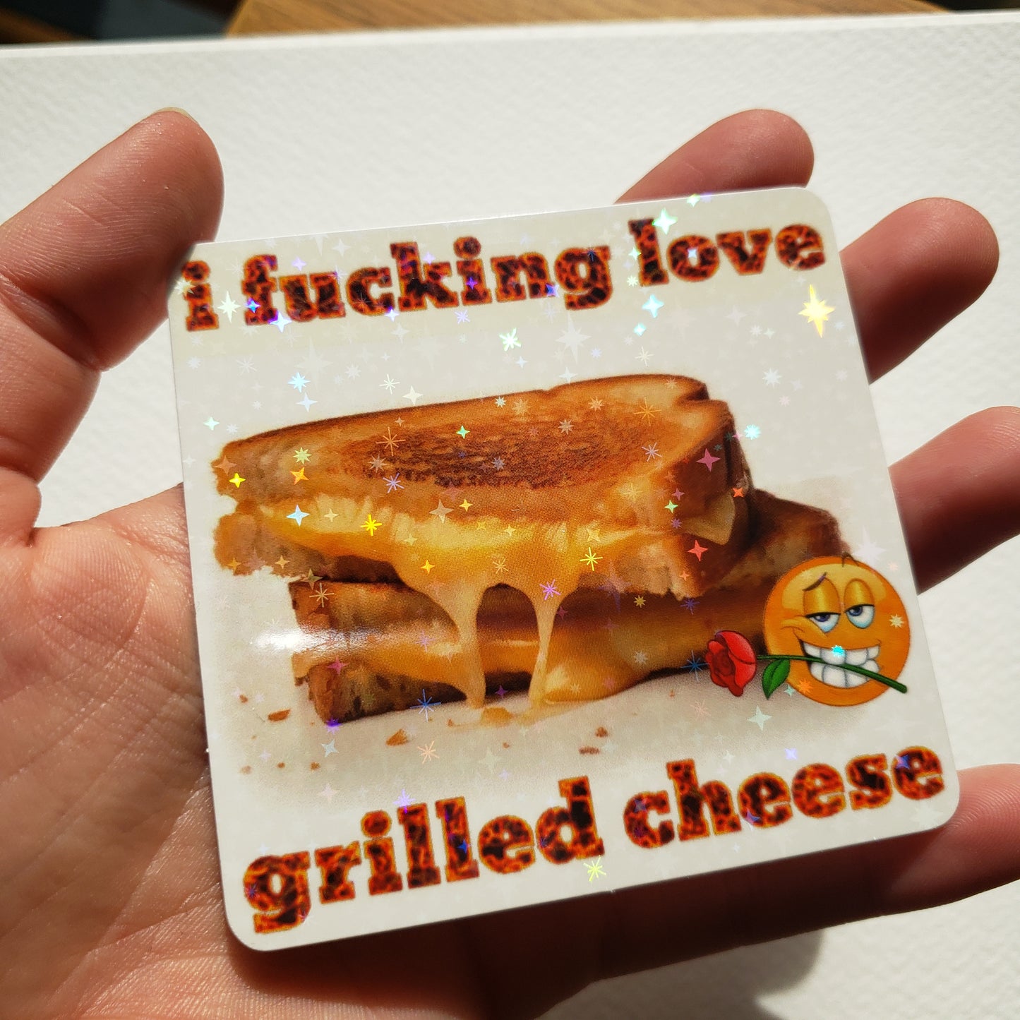 I Fucking Love Grilled Cheese Sparkly Sticker