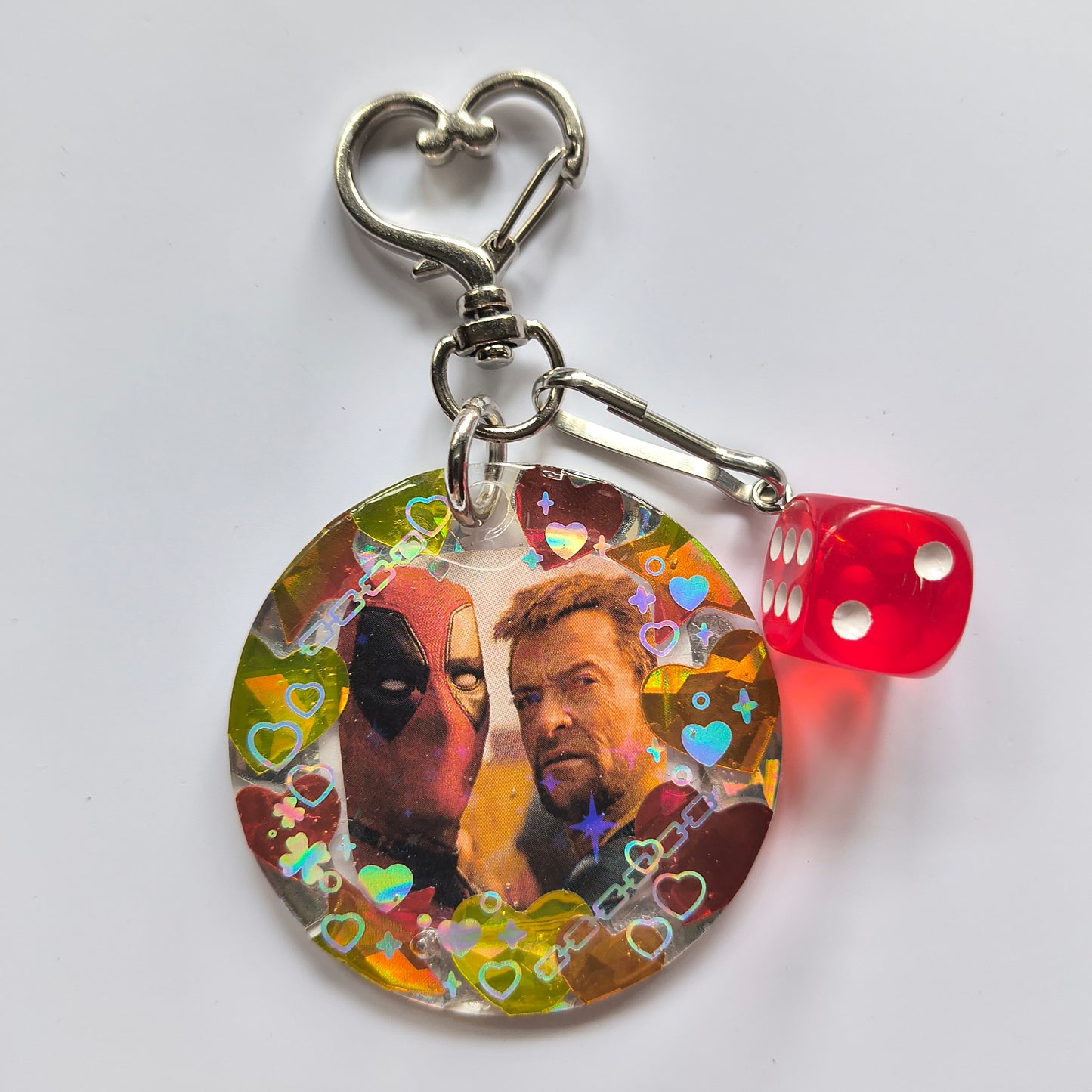 Deadpool & Wolverine Handmade Keychain (Dice Charm)