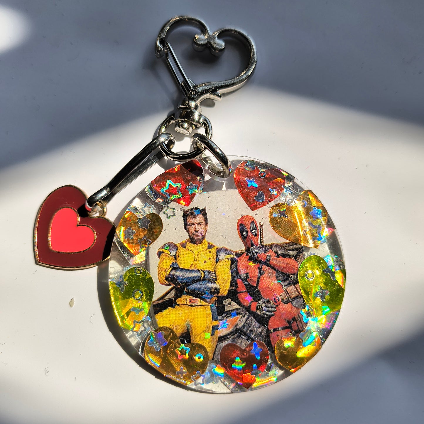 Deadpool + Wolverine Handmade Keychain (Red Heart)