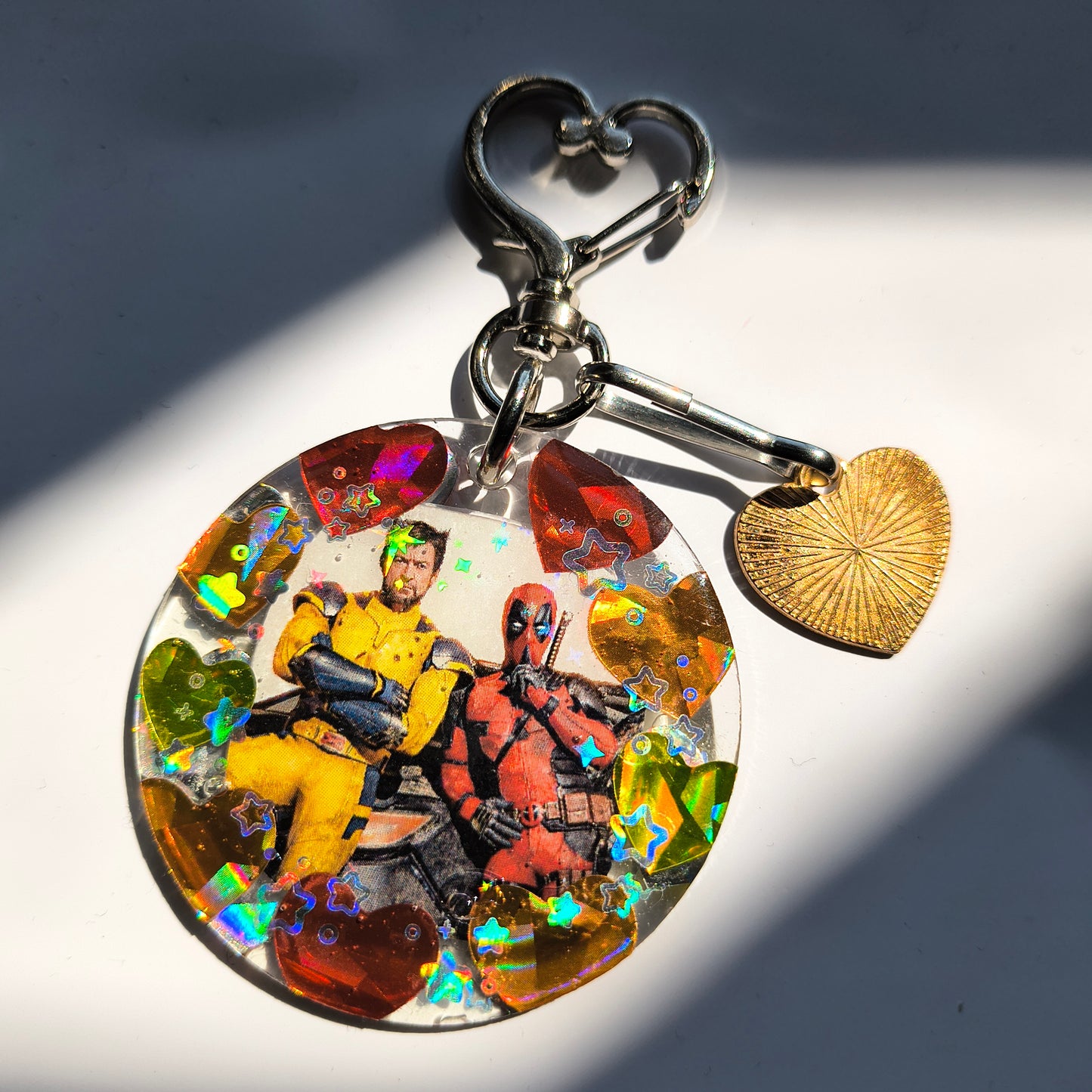 Deadpool + Wolverine Handmade Keychain (Red Heart)