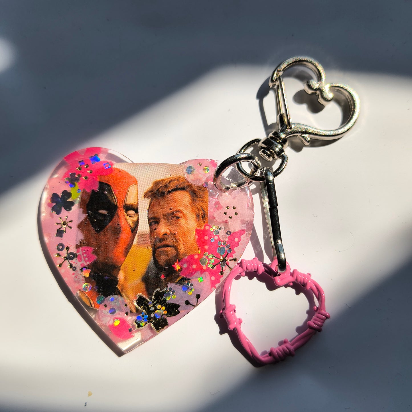 Deadpool + Wolverine Handmade Keychain (Metal Heart)