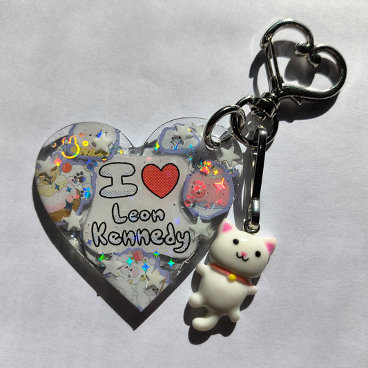 Leon Kennedy Handmade Keychain (Cat Charm)