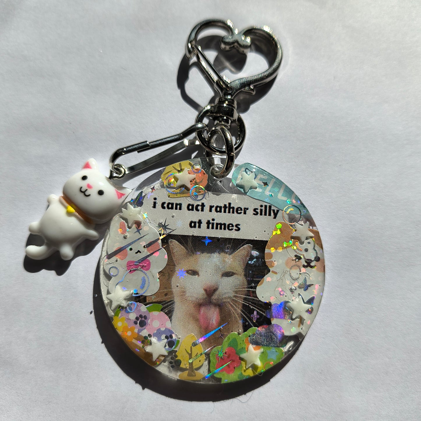 Silly Cat Handmade Keychain