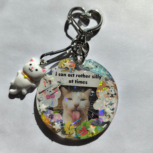 Silly Cat Handmade Keychain
