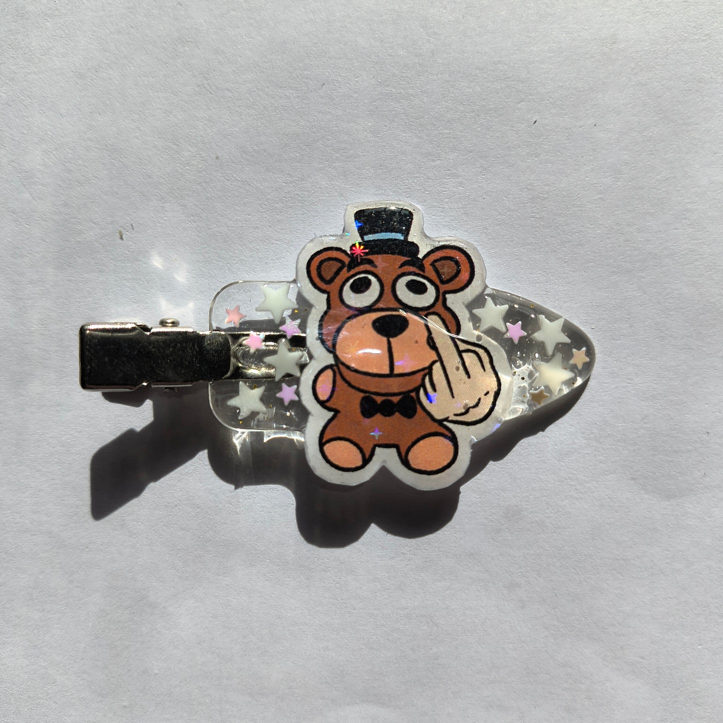 Middle Finger Freddy Handmade Hairclip