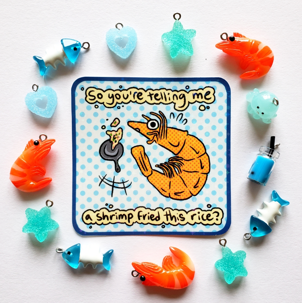 Shrimp Fried Rice Sparkly Sticker