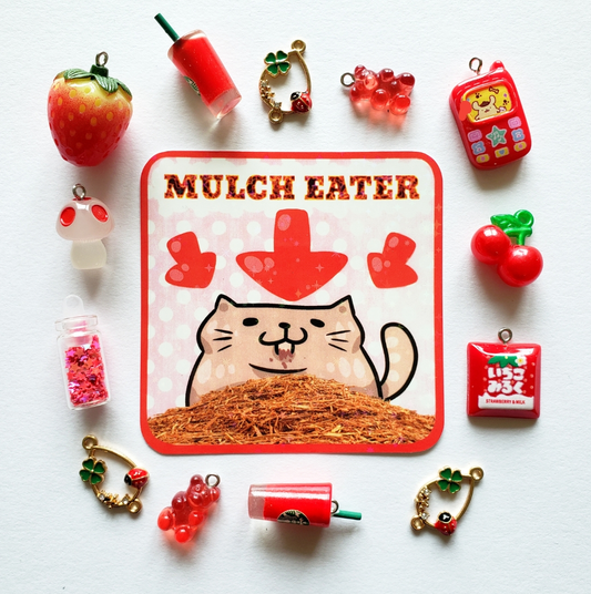 Mulch Eater Sparkly Sticker (B Grade, Read Description)