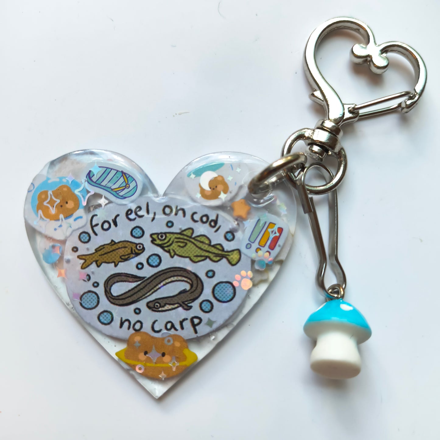 "For Eel, On Cod, No Carp" Handmade Keychain