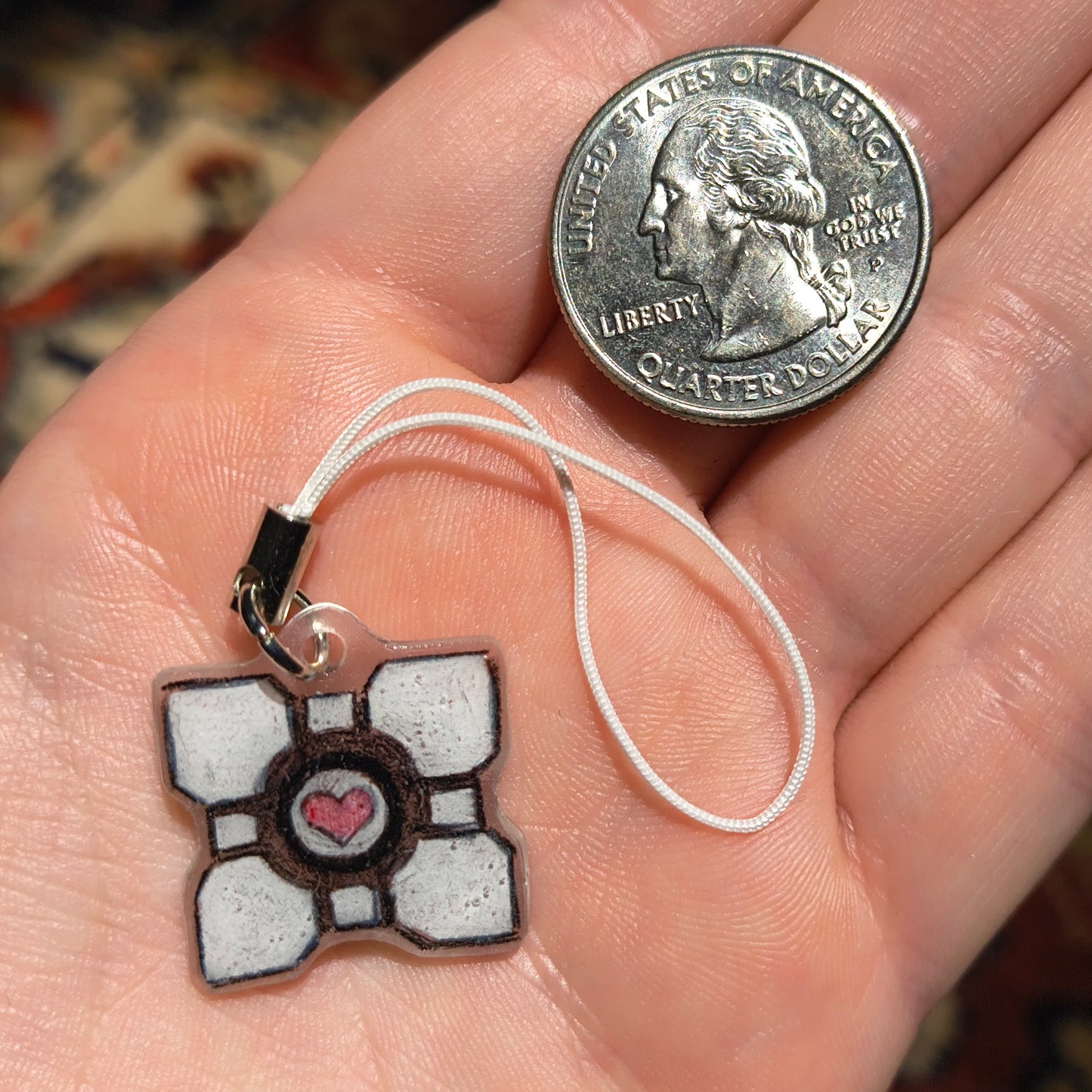 Portal Companion Cube Handmade Phone Charm