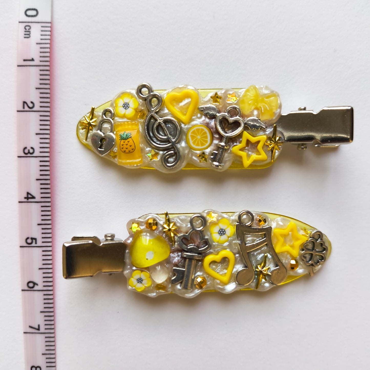 Yellow & Silver Handmade Hairclips