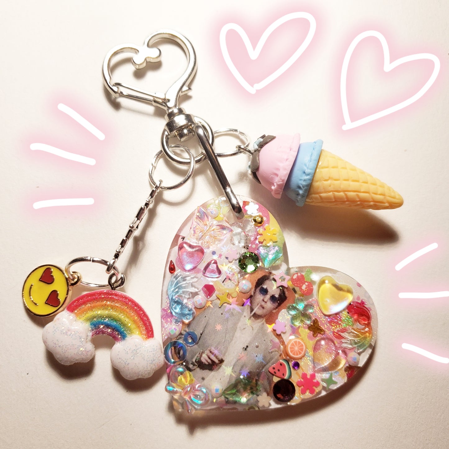 Chaos Jerma Keychain (Pink n blue icecream)